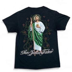 Y2k San Judas tadeo graphic black  t-shirt